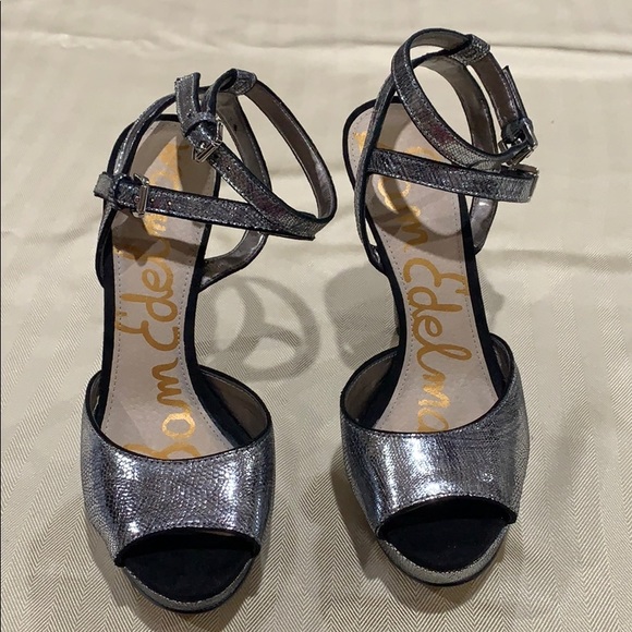 Sam Edelman NADINE Pewter Silver Metallic Sandals - Picture 2 of 8